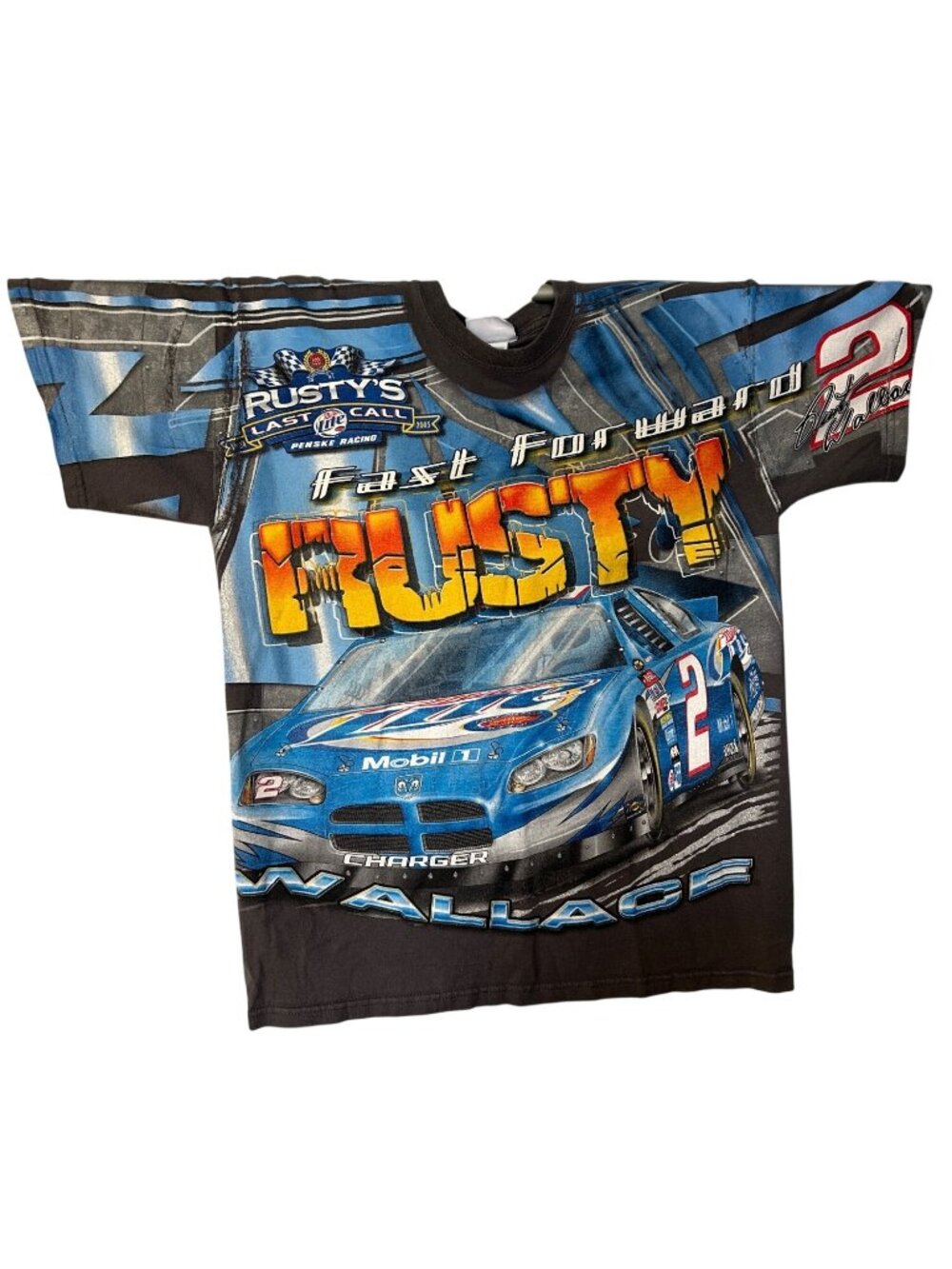 VINTAGE Rusty Wallace 2005 Last Call T-Shirt MED Dodge Charger NASCAR Racing Tee